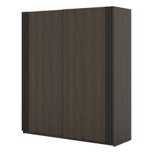Armoire MONVIA 2 portes coulissantes chêne foncé et noir avec fermeture silencieuse 180 cm