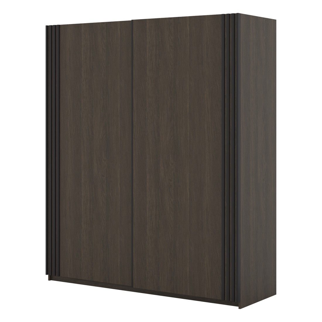 Armoire MONVIA 2 portes coulissantes chêne foncé et noir avec fermeture silencieuse 180 cm