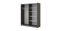 Armoire MONVIA 2 portes coulissantes chêne foncé et noir avec fermeture silencieuse 180 cm