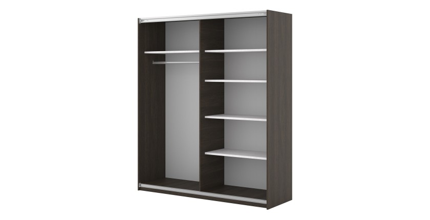 Armoire MONVIA 2 portes coulissantes chêne foncé et noir avec fermeture silencieuse 180 cm