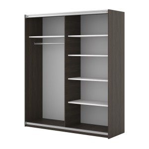 Armoire MONVIA 2 portes coulissantes chêne foncé et noir avec fermeture silencieuse 180 cm