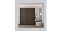 Armoire MONVIA 2 portes coulissantes chêne foncé et noir avec fermeture silencieuse 180 cm