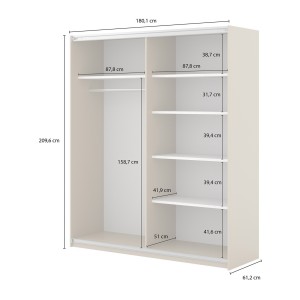 Armoire MONVIA 2 portes coulissantes chêne foncé et noir avec fermeture silencieuse 180 cm
