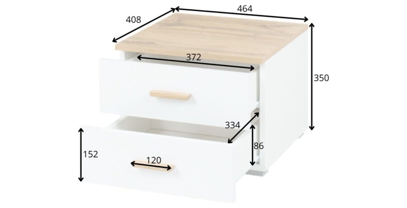 copy of Pack letto 160x200 con LED + 2 comodini WOOD colore bianco e rovere