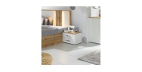 copy of Pack letto 160x200 con LED + 2 comodini WOOD colore bianco e rovere