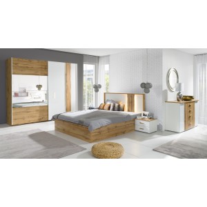 Pack lit 180x200 et chevets WOOD mis en situation