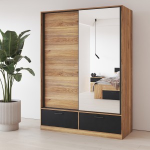 Armoire EOS 2 portes coulissantes avec miroir et fermeture silencieuse 150 cm