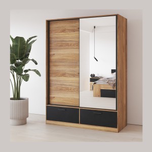 Armoire EOS 2 portes coulissantes avec miroir et fermeture silencieuse 150 cm
