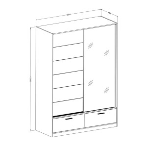 Armoire EOS 2 portes coulissantes avec miroir et fermeture silencieuse 150 cm