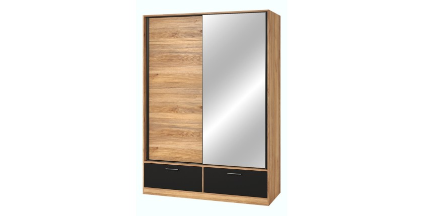 Armoire EOS 2 portes coulissantes avec miroir et fermeture silencieuse 150 cm