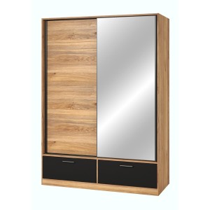 Armoire EOS 2 portes coulissantes avec miroir et fermeture silencieuse 150 cm