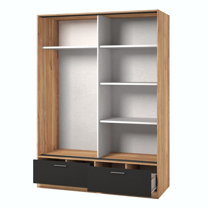 Armoire EOS 2 portes coulissantes avec miroir et fermeture silencieuse 150 cm