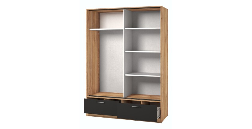 Armoire EOS 2 portes coulissantes avec miroir et fermeture silencieuse 150 cm