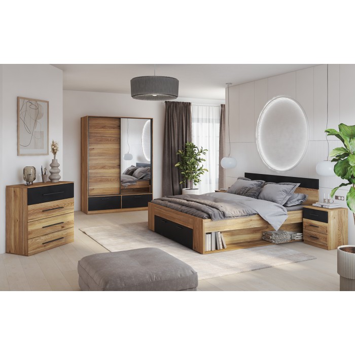 Armoire EOS 2 portes coulissantes avec miroir et fermeture silencieuse 150 cm