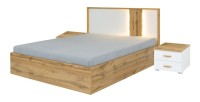 copy of Pack letto 160x200 con LED + 2 comodini WOOD colore bianco e rovere