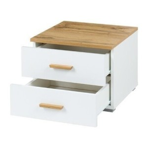 copy of Pack letto 160x200 con LED + 2 comodini WOOD colore bianco e rovere