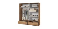 Armoire EOS 2 portes coulissantes avec miroir chêne clair 180 cm