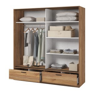 Armoire EOS 2 portes coulissantes avec miroir chêne clair 180 cm