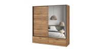 Armoire EOS 2 portes coulissantes avec miroir chêne clair 180 cm