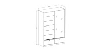 Armoire EOS 2 portes coulissantes avec miroir chêne clair 180 cm