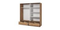 Armoire EOS 2 portes coulissantes avec miroir chêne clair 180 cm