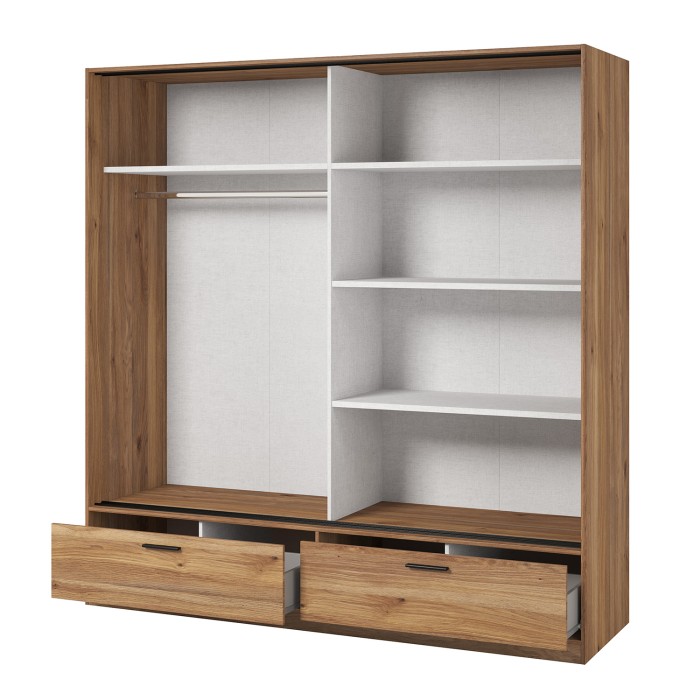 Armoire EOS 2 portes coulissantes avec miroir chêne clair 180 cm