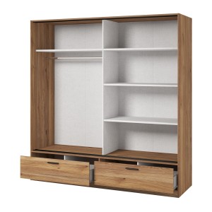 Armoire EOS 2 portes coulissantes avec miroir chêne clair 180 cm