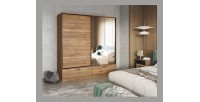 Armoire EOS 2 portes coulissantes avec miroir chêne clair 180 cm