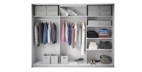 Armoire FLOYD 2 portes coulissantes chêne clair et blanc avec fermeture silencieuse 270 cm