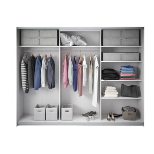 Armoire FLOYD 2 portes coulissantes chêne clair et blanc avec fermeture silencieuse 270 cm