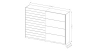 Armoire FLOYD 2 portes coulissantes chêne clair et blanc avec fermeture silencieuse 270 cm