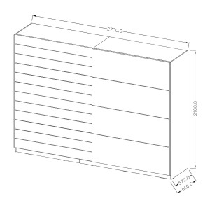 Armoire FLOYD 2 portes coulissantes chêne clair et blanc avec fermeture silencieuse 270 cm