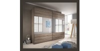 Armoire FLOYD 270 cm - 2 portes coulissantes avec miroirs coloris bois brut