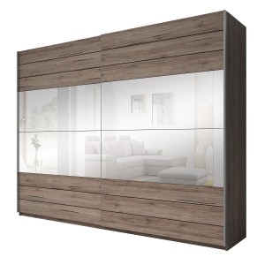 Armoire FLOYD 270 cm - 2 portes coulissantes avec miroirs coloris bois brut