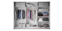 Armoire FLOYD 270 cm - 2 portes coulissantes avec miroirs coloris bois brut