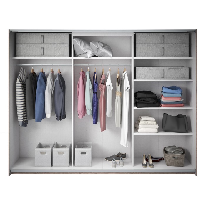 Armoire FLOYD 270 cm - 2 portes coulissantes avec miroirs coloris bois brut