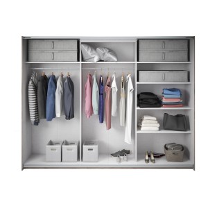 Armoire FLOYD 270 cm - 2 portes coulissantes avec miroirs coloris bois brut