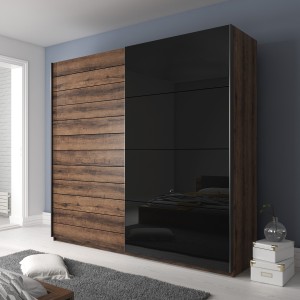 Armoire FLOYD 2 portes coulissantes avec miroir sombre et fermeture silencieuse 270 cm