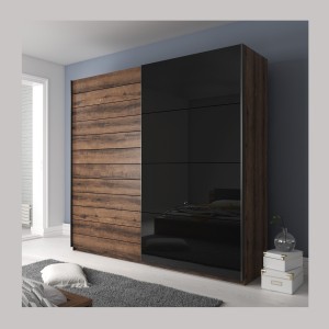 Armoire FLOYD 2 portes coulissantes avec miroir sombre et fermeture silencieuse 270 cm