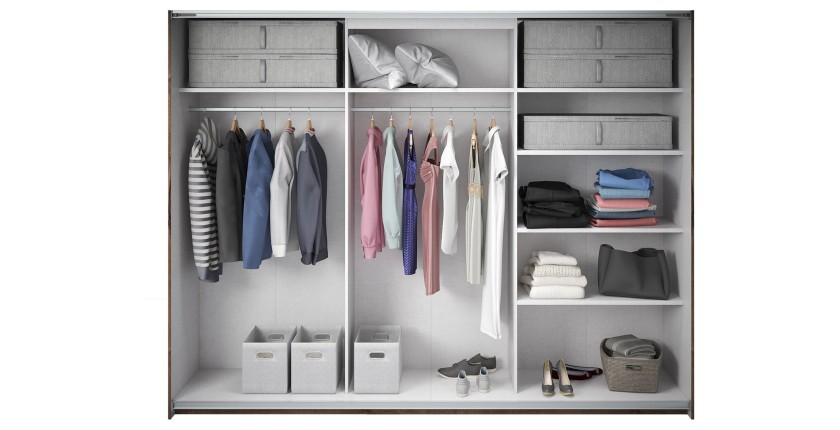 Armoire FLOYD 2 portes coulissantes avec miroir sombre et fermeture silencieuse 270 cm