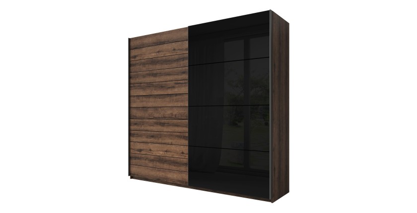 Armoire FLOYD 2 portes coulissantes avec miroir sombre et fermeture silencieuse 270 cm