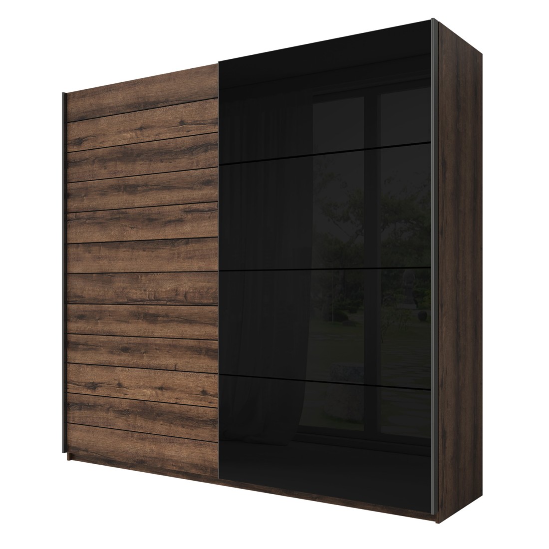 Armoire FLOYD 2 portes coulissantes avec miroir sombre et fermeture silencieuse 270 cm