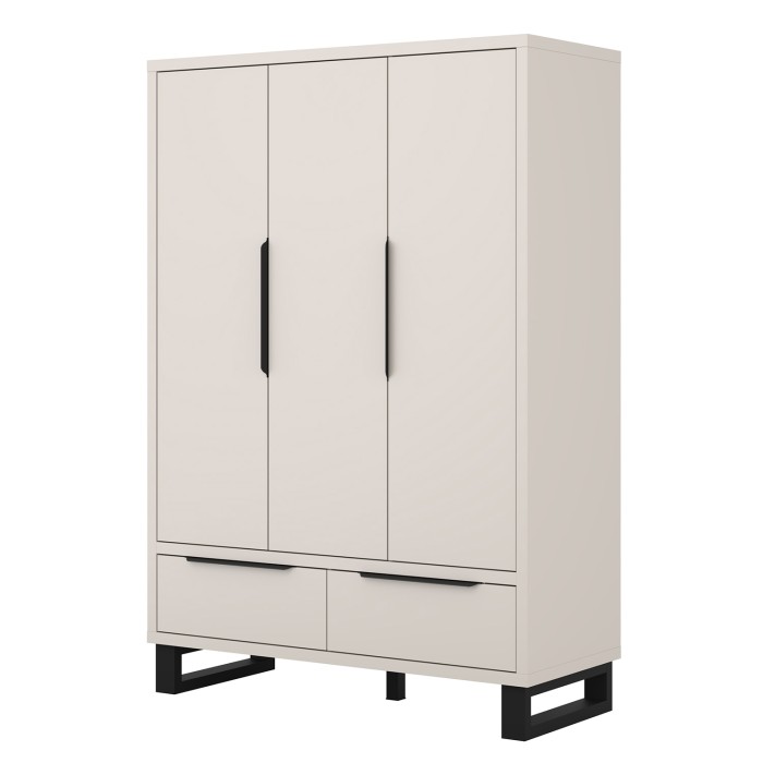 Schrank MILOS 3 Türen Kaschmir mit 2 Schubladen und Metallgriffen 145 cm