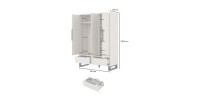 Armoire MILOS 3 portes cachemire avec 2 tiroirs et poignées métal 145 cm