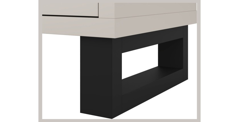 Armoire MILOS 3 portes cachemire avec 2 tiroirs et poignées métal 145 cm