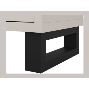 Armoire MILOS 3 portes cachemire avec 2 tiroirs et poignées métal 145 cm