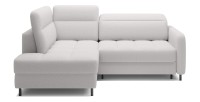 Canapé d’angle gauche convertible BARNEA 208 cm blanc avec rangement 