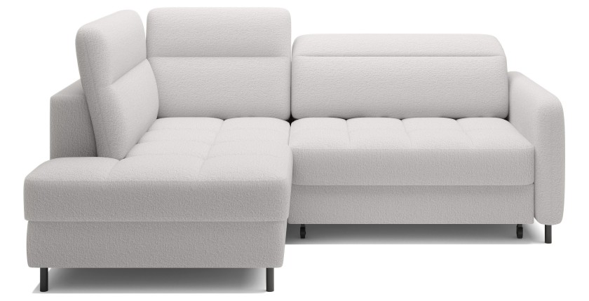 Canapé d’angle gauche convertible BARNEA 208 cm blanc avec rangement 