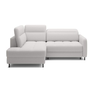 Canapé d’angle gauche convertible BARNEA 208 cm blanc avec rangement 