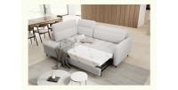 Canapé d’angle gauche convertible BARNEA 208 cm blanc avec rangement 